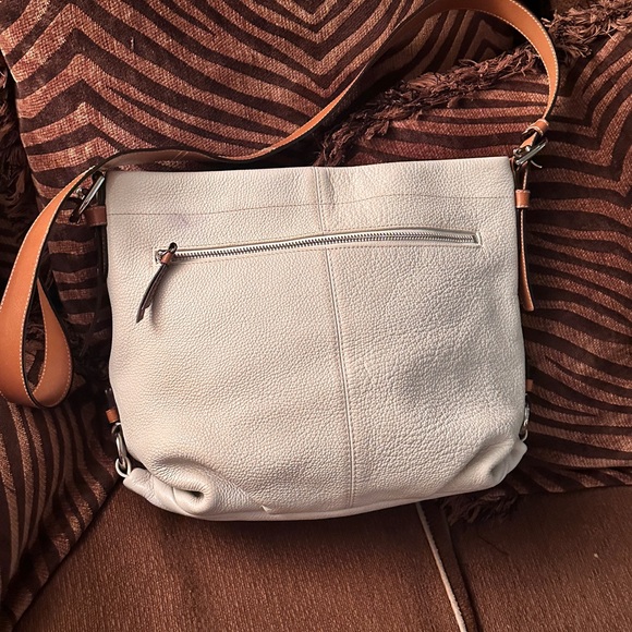 COACH F15064 Pebbled Leather Duffle Crossbody Bag Ivory & Chestnut Lavender Line - Picture 1 of 13